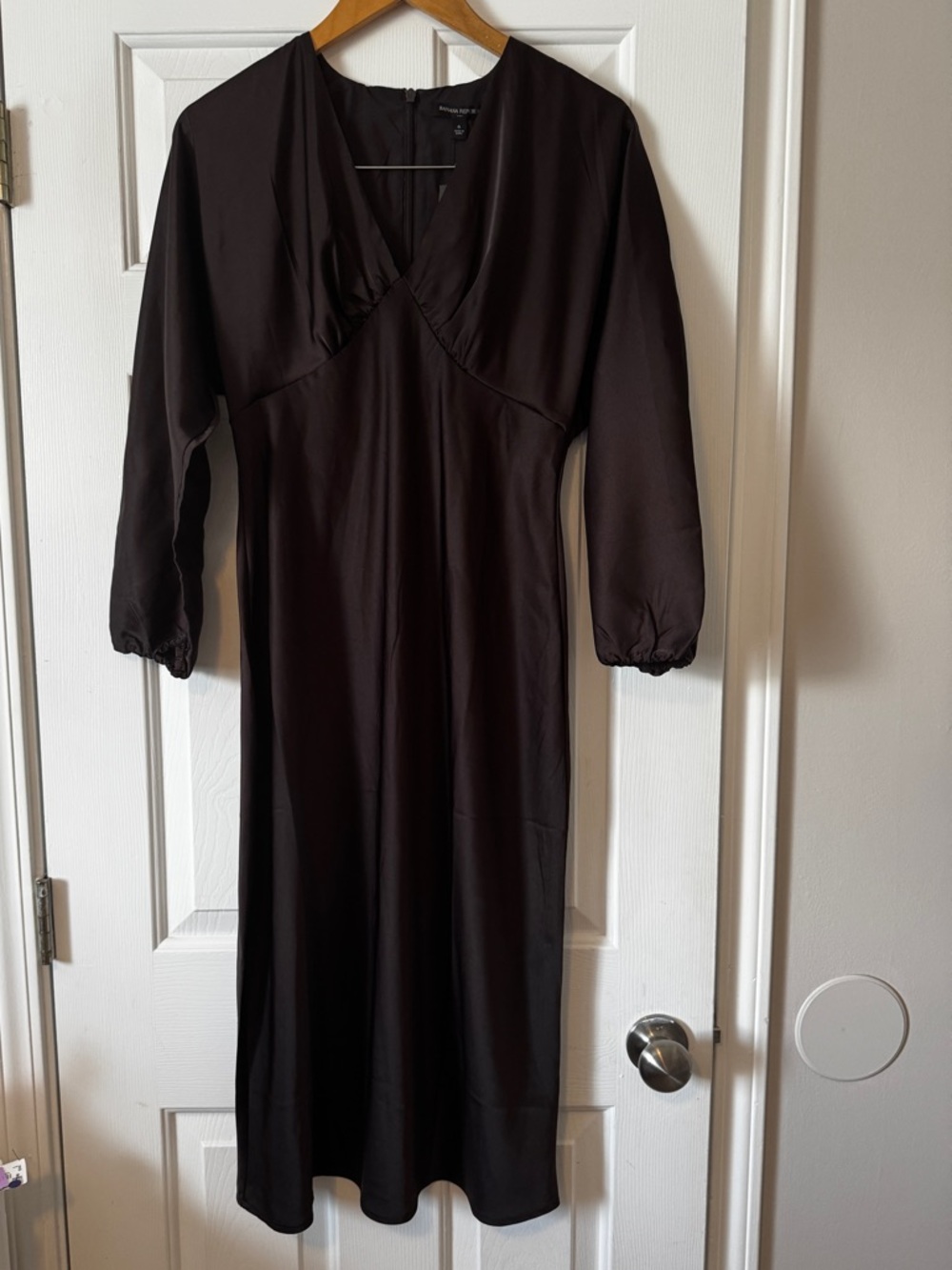 NWT Banana Republic Factory Bloussant Sleeve Midi Dress Costa Coffee Size 6